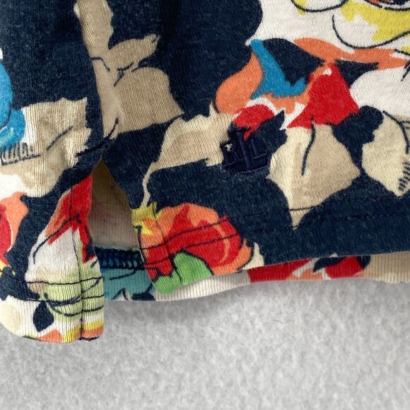 LAUREN RALPH LAUREN Top M Ribbed Floral Boat Neck Cuffed Sleeve Blue - Picture 8 of 12